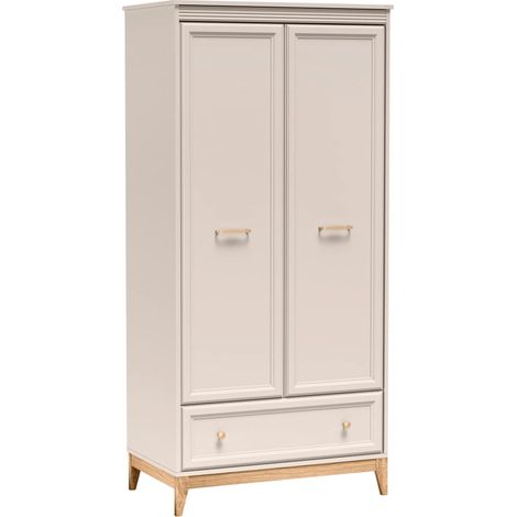 AX LIVING Kleiderschrank Nymphen Cashmere 2 Türen Schublade MDF Eiche Beine
