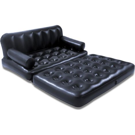 Canapé pliable, portable et gonflable deux places – idéal pour meubler temporairement un salon, mais également adapté au balcon, au jardin, au camping, lors d'un pique-nique ou dans un camping-car (no (1/5)