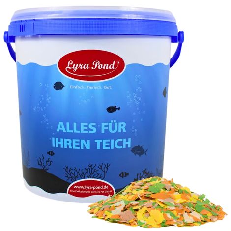 10 litres (1,24 kg) Lyra Pond® Pond Multi Flakes nourriture pour poissons bassin en seau