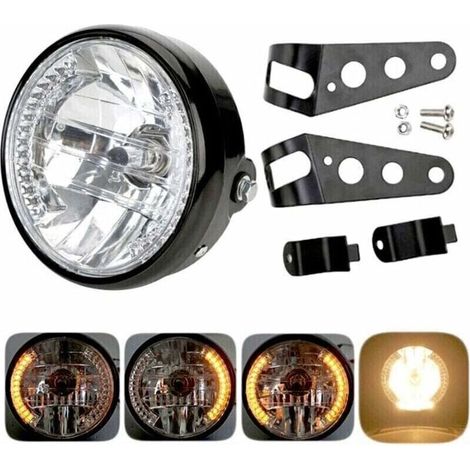 Phare de moto rond Projecteur LED avec support de montage LED halogène 12V 7" (1/5)