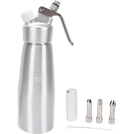 Ortviai Distributeur de Crème Chantilly 500 ml en Aluminium Professionnel avec 3 Embouts Décoratifs