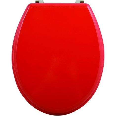 MSV – Abattant wc MDF rouge – Charnières inox – Surface hygiénique facile à nettoyer – Résistant à l'humidité – Taille universelle 43/45x37x5,6cm