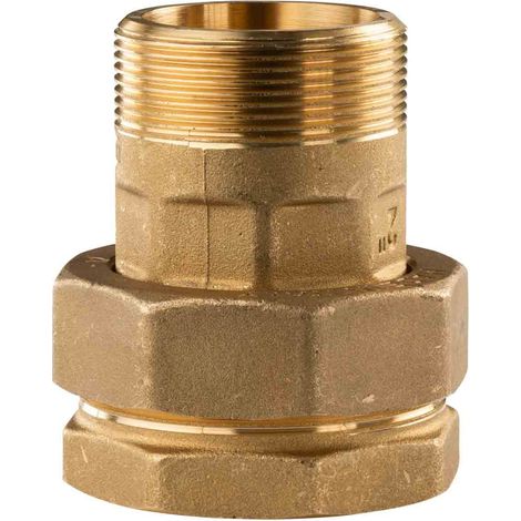 Messing Gewinde-Fitting Verschraubung gerade flachdichtend 2"IG - 2''AG (DN 50) - schwere Ausführung
