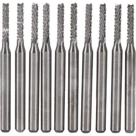 10pcs Fraise en Carbure Cémenté Fin Mill Gravure Bits Sculpture Perceuse Coupeur SMT/CNC/PCB 2mm (1/4)