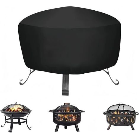 Housse de Protection pour Braséro Rond, Imperméable, Noir, PVC, Couvre-Feu, Jardin Patio Extérieur (808065cm 420D) (1/5)