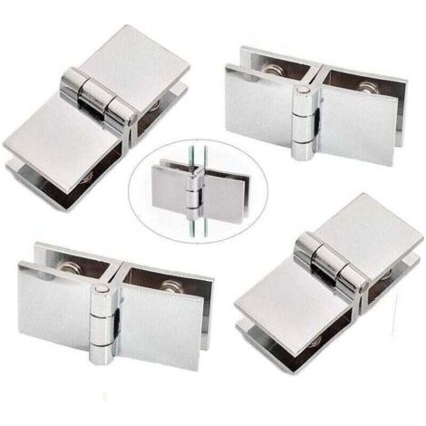 Charnire Verre 180 Degrs, 4 Pices Charnire Porte Verre Alliage Zinc, Charnire Serrage Porte Verre, Charnire Pince pour Porte Verre, pour Vitrine Verre, Armoire Vin, Porte Salle Bain (1/4)