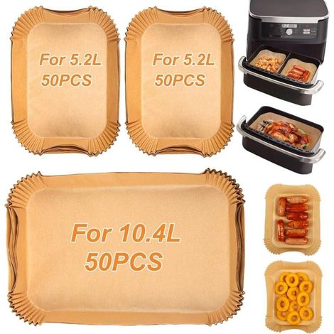 Papier Cuisson pour Ninja Foodi FlexDrawer Air Fryer 10,4L, 150 Pièces Accessoire Air Fryer pour Ninja 10,4L AF500EU AF500EUCP, Papier pour Ninja Foodi Flex 10,4l (1/4)