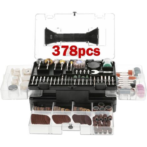 Coffret de 378 Accessoires d'Outils Rotatifs Universels pour Polissage Perçage Meulage Sculpture Coupe Faciles (1/5)