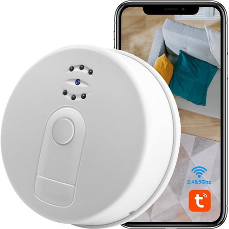 Caméra Cachée Wi-FI 5G, Caméra Cachée dans Un Détecteur de Fumée, Minicaméra Espion WiFi HD 1080P avec Vision Nocturne, Détection de Mouvement et Enregistrement en Boucle (1/5)