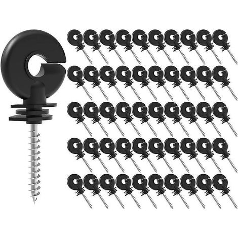 Vis pour isolateur de clôture électrique, isolateur annulaire pour poteau en bois et outil de pose d'isolateur (60 pièces). (1/5)