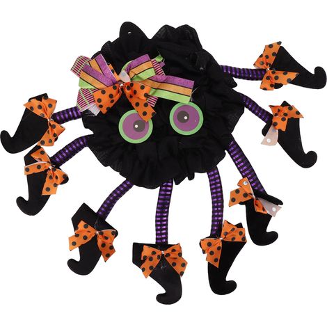 Halloween-Kranz mit gruseliger, interessanter, mehrbeiniger Spinnen-Girlande zur Dekoration von Tür, Wand und Party (1/5)