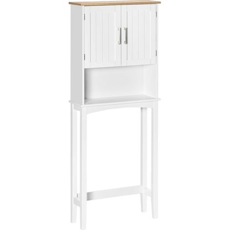 Armoire, réglable, blanc, 64 x 22 x 165 cm, pour salle de bain, rangement optimisé, format pratique, style facile à associer