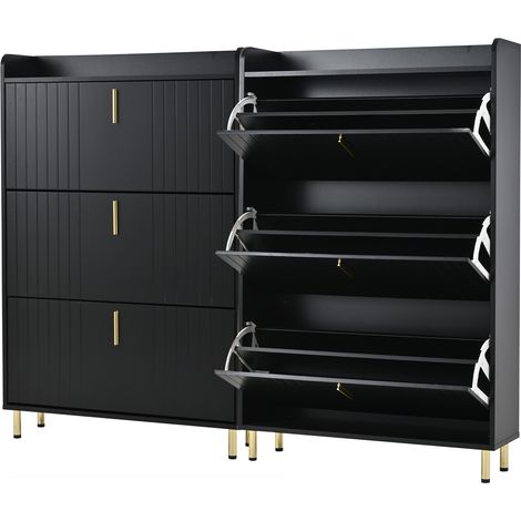 PLACARD MODERNE ELEGANT FONCTIONNEL ESPACE MDF NOIR 125.73 X 54.61 X 17.53 CM (1/5)
