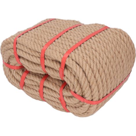 Corde en chanvre naturel tressée multitoron 50m 14mm pour bricolage déco maison jardin sécurité (1/5)