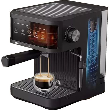 Macchina per caffè espresso, pressione 20 bar, serbatoio acqua da 1,8 litri, comandi touch, ugello vapore a 360°, scaldatazze. (1/5)