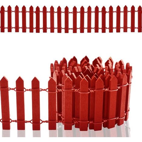 Mini Gartenzaun, Holzzaun, flexibler Mini Zaun, Mini Gartenzaun zur Dekoration. für Bastelarbeiten, 90 x 5 cm 3 Stück (orange). (1/5)