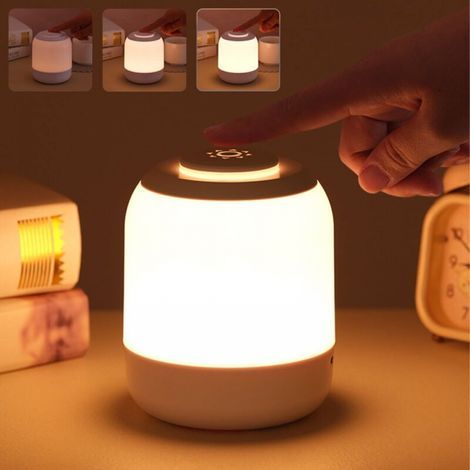 Luz LED portátil para niños y adultos, lámpara de mesita de noche con luz cálida regulable, luz nocturna para protección ocular (1/5)