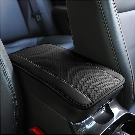 Coussin d'Accoudoir Voiture en Cuir, Housse pour Console Centrale pour Accoudoir, Accessoires Confortables pour Sièges de Voiture pour la Plupart des Voitures, Motos et SUVs (Gris Noir) (1/5)