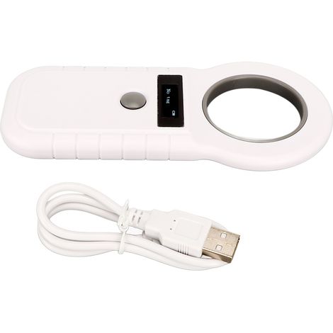 Lecteur RFID portable 134,2 kHz 125 kHz Scanner d'identification animale à micropuce pour ISO 11784/11785 FDX-B EMID - Blanc (1/5)