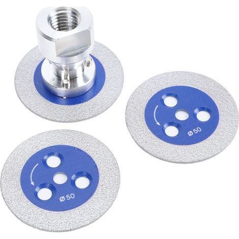 3 Stück gelötete Diamant-Sägeblätter M14 Winkelschleifer Schnitzscheibe für Marmor Granit Stein Beton 50 mm Außendurchmesser blau (1/5)