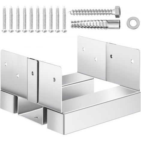 Support de Poteau Bois, Lot de 10, Base de Poteau, Taille Interne 139,5x141,5 mm, Acier au Carbone, Ancrage de Poteaux au Béton pour Balustrades de Porche, Pergolas, Supports de Colonnes, Patios (1/3)
