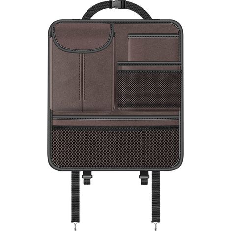 Sacoche de rangement dossier siège auto, organiseur multifonction suspendu pour téléphone, portefeuille, lunettes, boîte à mouchoirs - Marron (1/5)
