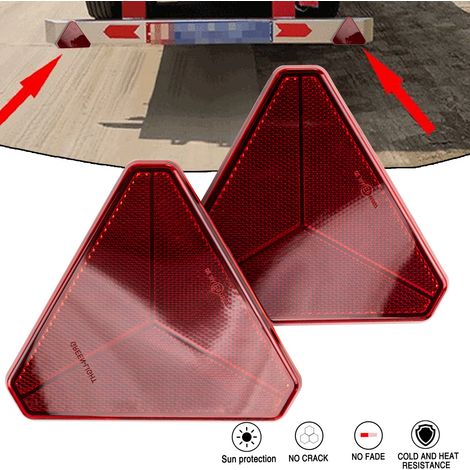 Crediri 2-teiliger Dreieck-Anhänger-Reflektor, 15 x 15 x 15 cm, 70 mm Lochabstand, Anschraub- oder Anklebe-Reflektor, Links/Rechts, Standard-Auto-Spiegeldreieck, E-geprüft