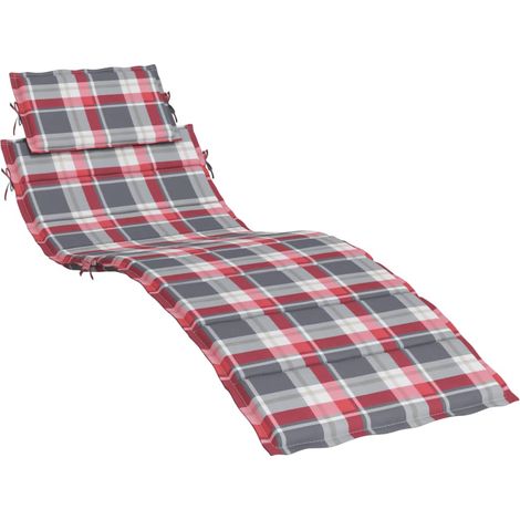 INLIFE Coussin de chaise longue Carreaux rouges 186x58x3 cm (1/5)