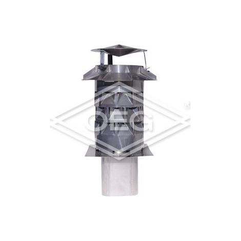 Chapeau de cheminée Windkat diamètre 130, avec manchon d'enfichage carré, 100 mm