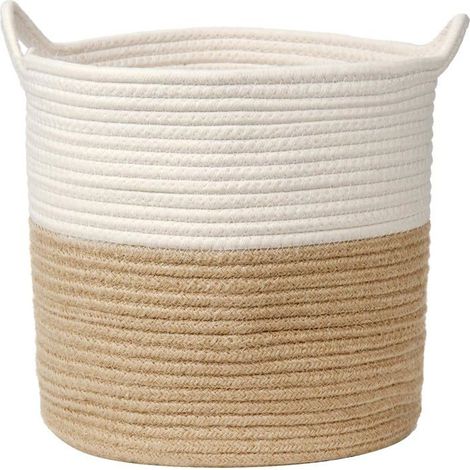 Panier À Linge-Tressé En Corde De Coton-Avec Poignée-Pour Rangement-Idéal Pour Salon,Chambre D'Enfant,Salle De Bain -30X30Cm[CA223] (1/5)