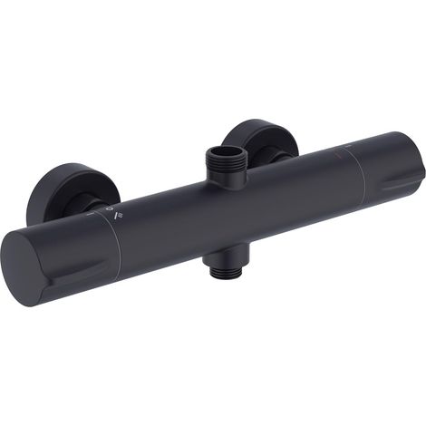 Mitigeur Douche Thermostatique Ronde 2 Sorties, Noir Mat (1/5)