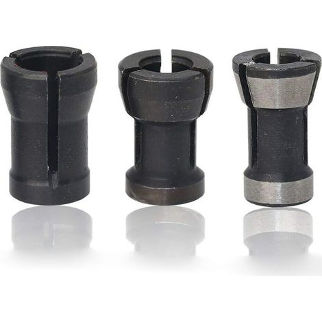Adaptateur pour fraise, manchon fendu, mandrin de fraisage et travail du bois (8 mm + 6,35 mm + 6 mm, jeu de 3)