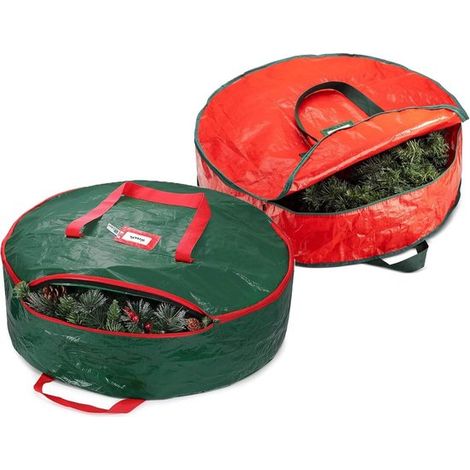 Set di 2 sacchetti per riporre le ghirlande natalizie,61 cm (24 pollici),Con doppia cerniera e manici (1/5)