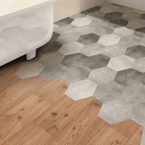10 pièces Sol Hexagone Étanche Antidérapant ,Autocollant Carreaux de ciment revêtement sol - Carrelage adhésif pour sols Décor À La Maison, 20 × 23 cm-Lefou (1/5)