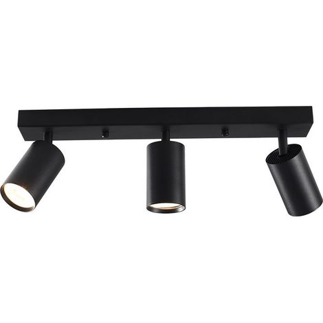 3 spots LED de plafond, plafonnier moderne GU10, plafonnier pivotant, rampe de spot et rail de spot, appliques murales LED noires pour cuisine, salon, chambre à coucher, lumière blanche - RWLampe sur (1/5)