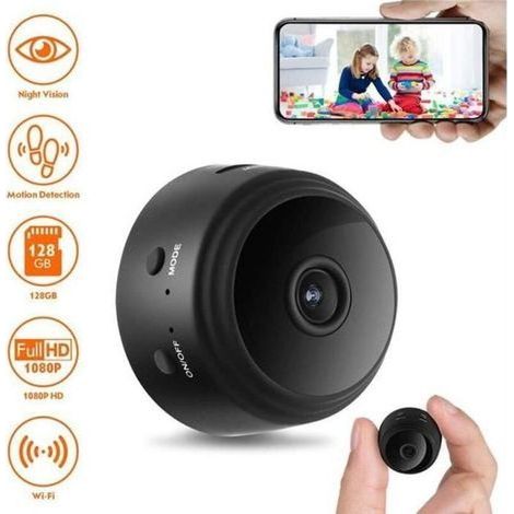 Mini-WLAN-Kamera HD 1080P, kleine kabellose Kamera für Zuhause, Babyzimmer, Nachtsicht, Mikrofon, Bewegungserkennung (1/4)