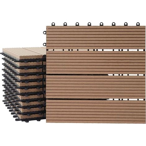 [NON UTILIZZATO] Piastrelle Premio pavimentazione da esterno Rhone T831 WPC 30x30cm 11 pezzi 1mq teak lineare