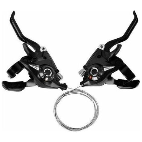 Levier de Vitesse Vélo, 3 x 7 Manettes de Vitesse pour VTT, avec Câble de Frein et Indicateur de Vitesse. (1/5)