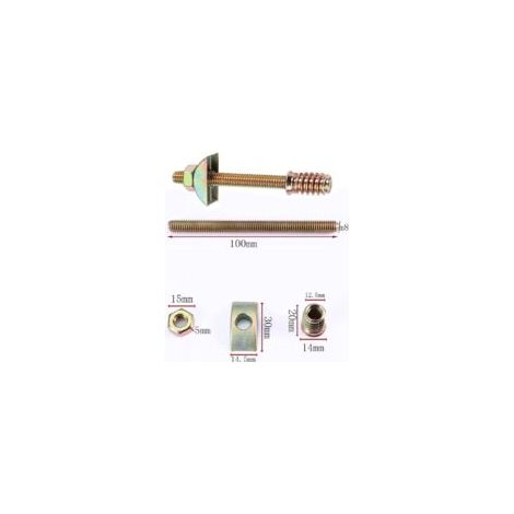 Set mit 4 M8 x 100 mm 4-in-1 Möbelbeschlägen, halbmondförmigen Möbelverbindern, Distanzscheiben für die Montage von Tischen und Betten, Schrauben und Muttern - Crezuo