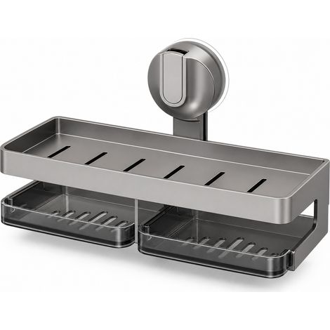 Portasapone da parete a 2 livelli con ventosa per bagno (1/5)