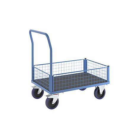 eurokraft pro  Carrello a pianale con sponde grigliate  ruote