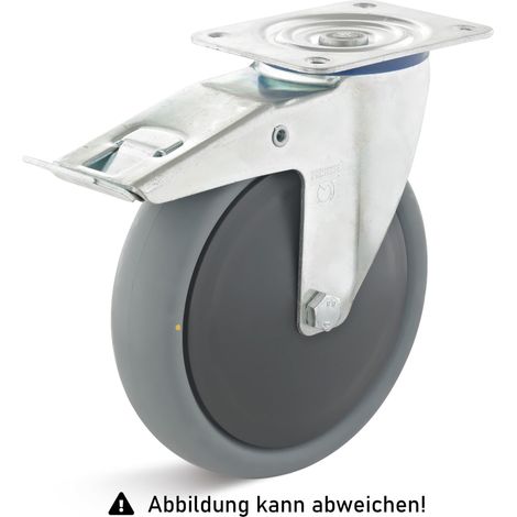 Rollcart TPE-ESD Lenkrolle mit Doppelstop Ø160x40mm in grau 180kg Tragkraft mit Kunststoff-Felge
