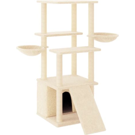 Cat Tree with Sisal Scratching Posts Cream 133 cm vidaXL