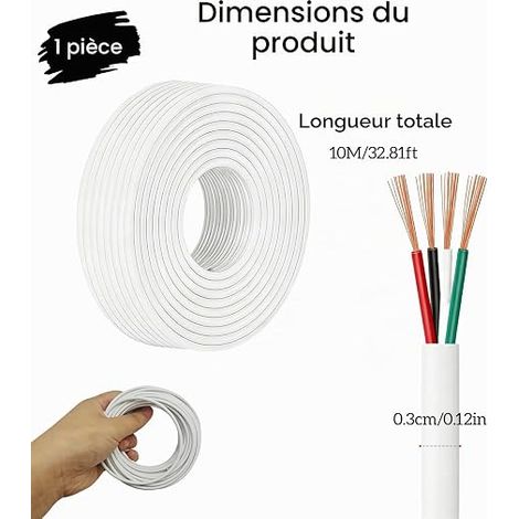 Flexible Electric Cable PVC Copper 28AWG White 10 Metres Outer Diameter 3.0 MM 4 Conductors Suitable for Dry Environments (1/4)