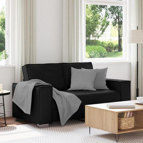 2-Sitzer Sofa Schwarz 120 cm Kunstleder mit breiten Armlehnen für Wohnzimmer (1/5)