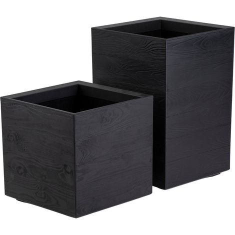 Set Betonique Pflanztöpfe auf Rollen, 40 cm, schwarze Tafel, 2 Stück