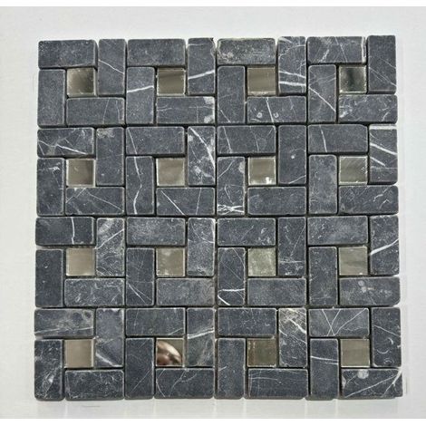 Mosaico in Pietra - ALBEDO PIERRE - AL-1064 - Marmo Nero Invecchiato - 30,5x30,5 cm - Interno