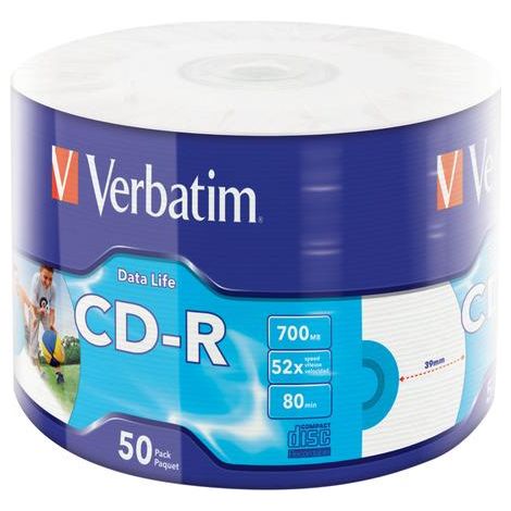 CD-R Verbatim de 700 MB con protección adicional y envoltura imprimible (50 unidades) (1/4)