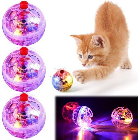 Jouet pour chat Chasse aux fantômes Lot de 3 balles de mouvement : balle pour chat avec lumière LED, boule clignotante pour chat, balles de mouvement, jouets pour animaux de compagnie, jouet