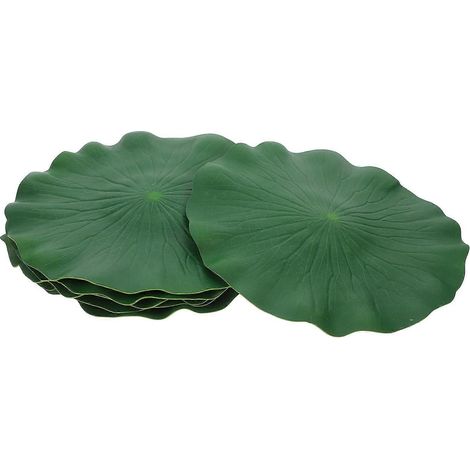 Lot de 6 feuilles de lotus artificielles flottantes en PU pour aquarium ou bassin (28 cm, vertes) (1/5)